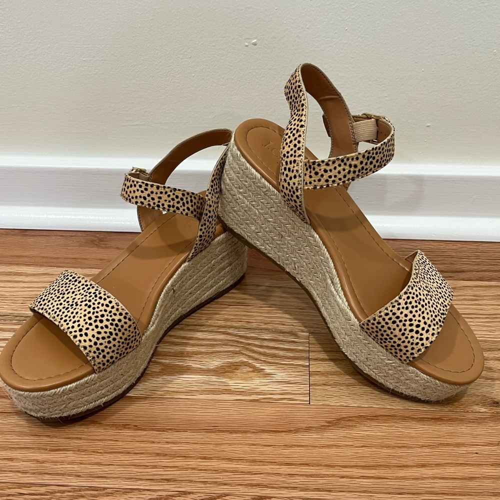 J. Crew animal print platform sandals